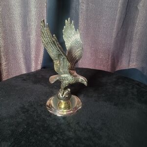 Solid brass Eagle Figurine 11" Tall 6" Wingspan Collectible Sculpture polished